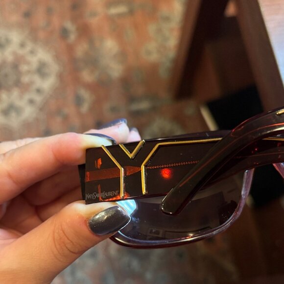 Vintage Y2K Yves Saint Laurent YSL 6207 Burgundy Red Sunglasses - Picture 5 of 10
